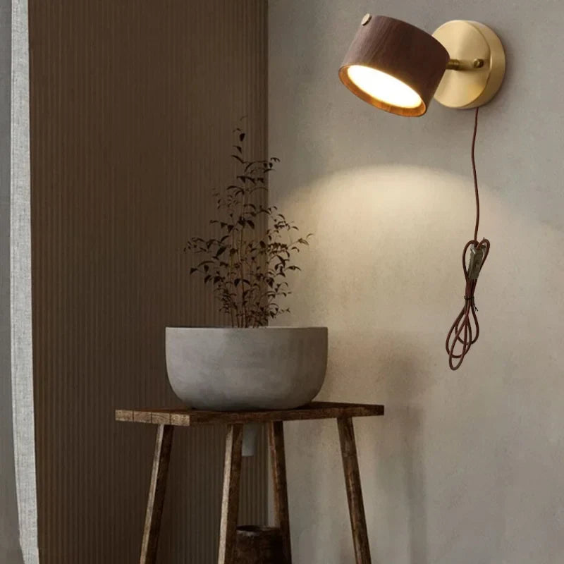 DecorBites™ LED Wood Base Wall Sconce Modern Art Light Fixture for Living Room & Bathroom