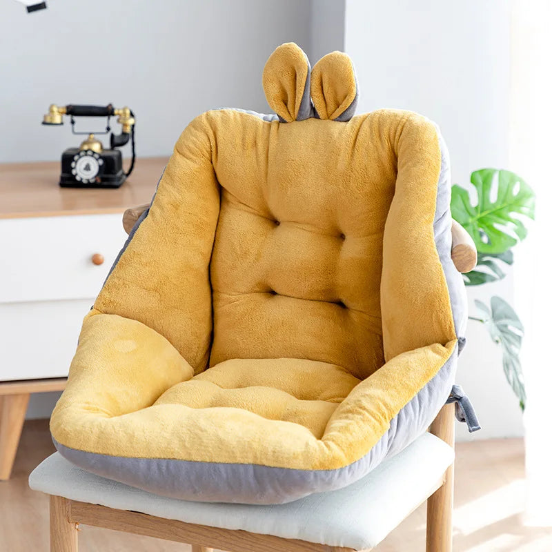 DecorBites™ Cartoon Velvet Chair Cushion with Back Support