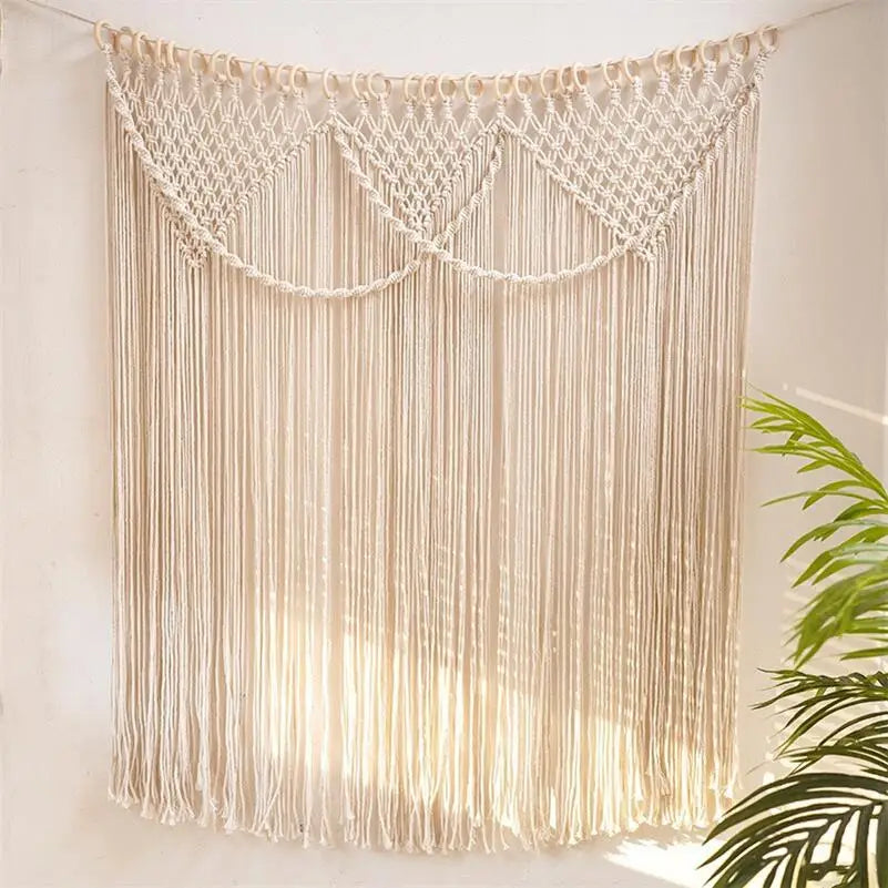 DecorBites™ Bohemia Macrame Cotton Curtain Tapetsry Wall Hanging for Bedside, Door, Window