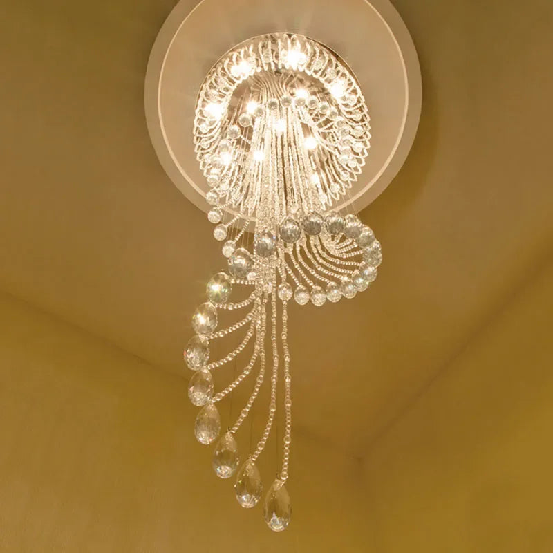 DecorBites™ Double Spiral Staircase Crystal Ceiling Chandelier for Modern Loft Decor