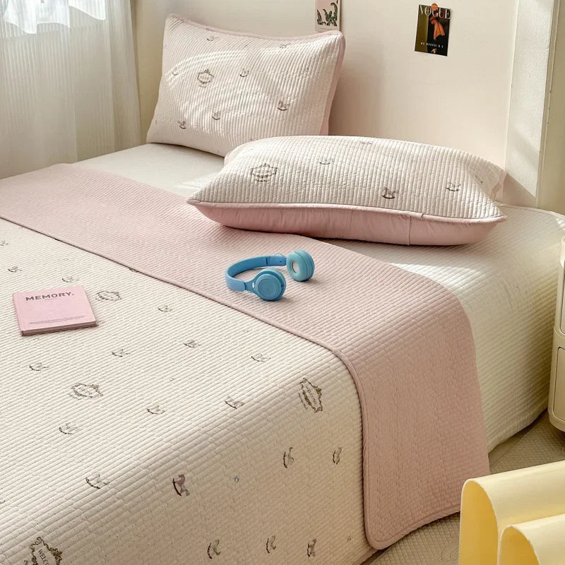 DecorBites™ Double-Sided Cotton Bed Cover Quilted Tatami Mat, Soft & Anti-Slip Mattress