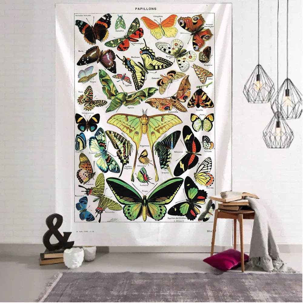 DecorBites™ Butterfly Map Tapestry Wall Hanging: Bohemian Room Decor