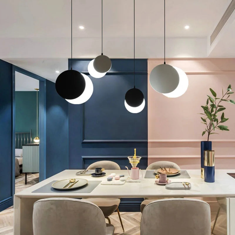 DecorBites™ Crescent Moon LED Pendant Chandelier for Modern Minimalist Decor