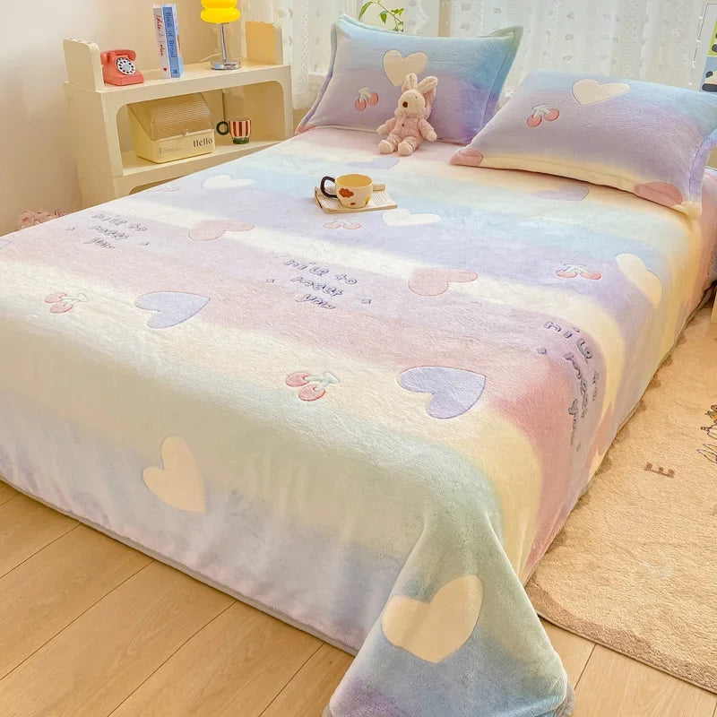 DecorBites™ Cartoon Flannel Blanket: Cozy All-Season Sofa Cover & Bed Sheet