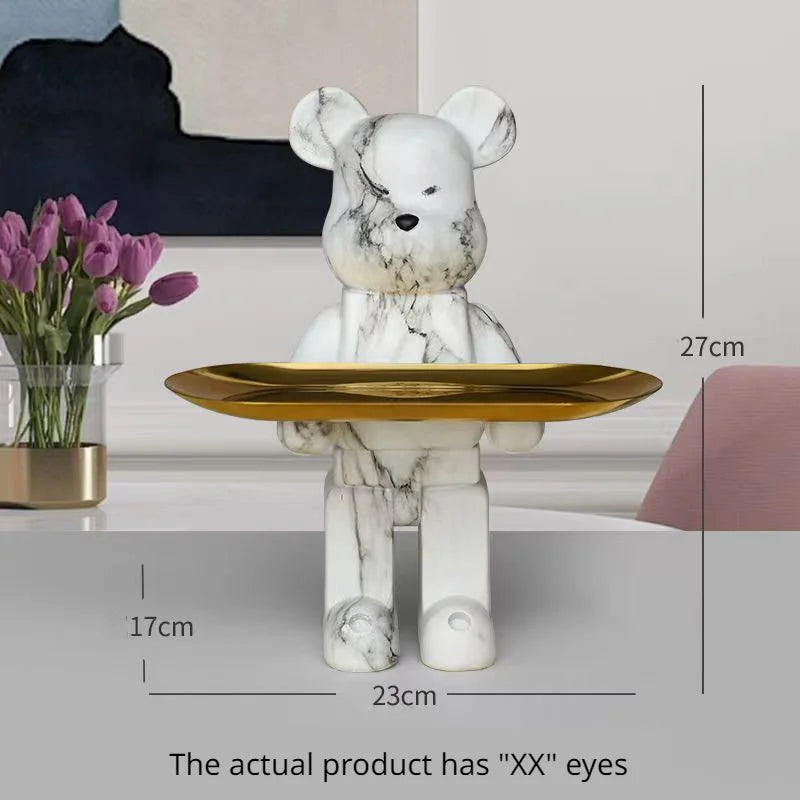 DecorBites™ Bear Figurine Sculpture Modern Room Decor Table Statue Keys Storage Shelf