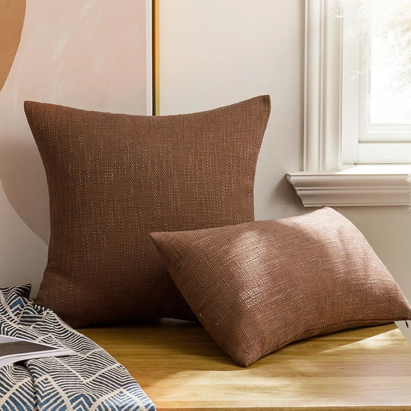 DecorBites™ Linen Cotton Throw Pillowcase 100% Polyester Cushion Cover for Home Decor