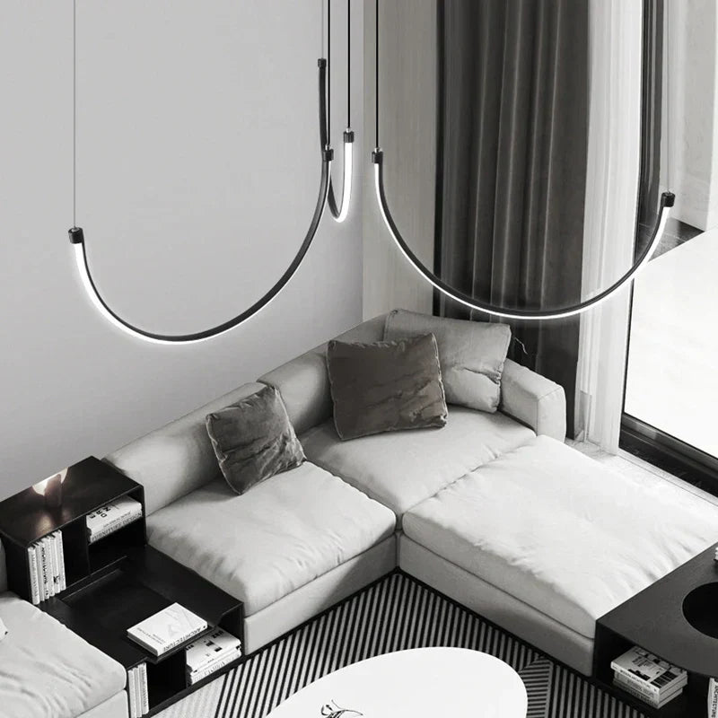 DecorBites™ Copper Chandelier: Nordic Minimalist Lines Pendant Light for Living Room Decor
