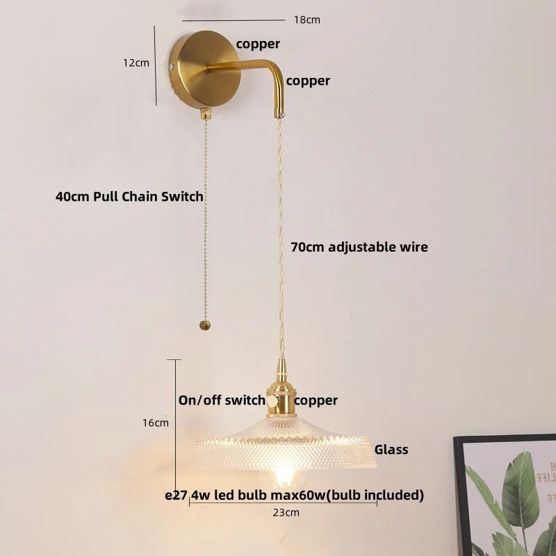 DecorBites™ LED Wall Lights Bar Bedroom Study Clear Glass Bedside Lamp Modern Stair Light Fixtures