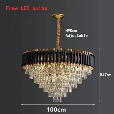 DecorBites™ Crystal LED Pendant Light Chandelier: Modern Black Luxury Lighting for Home Decor