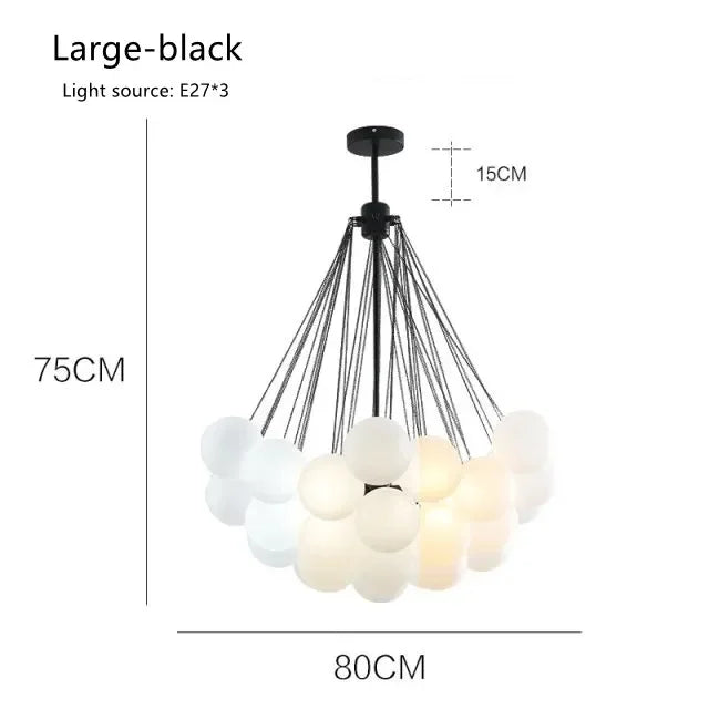 DecorBites™ Glass Ball LED Chandelier for Modern Living Room, Nordic Design Bubble Pendant Lamp