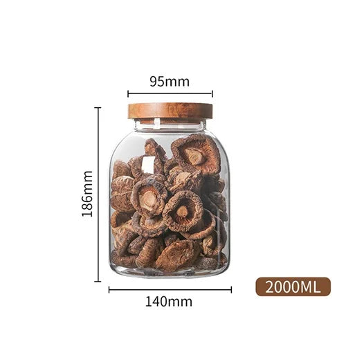 DecorBites™ 3L Kitchen Glass Jars with Acacia Airtight Lid - Set of 2 | Versatile Food Storage Containers