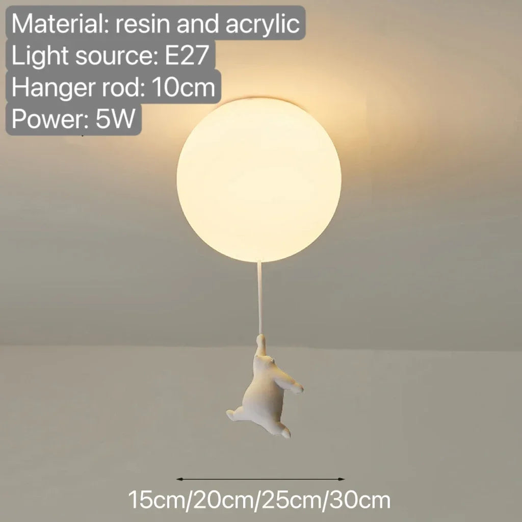 DecorBites™ Bear Pendant Light: Kids Bedroom Chandelier LED Balloon Ceiling Lamp
