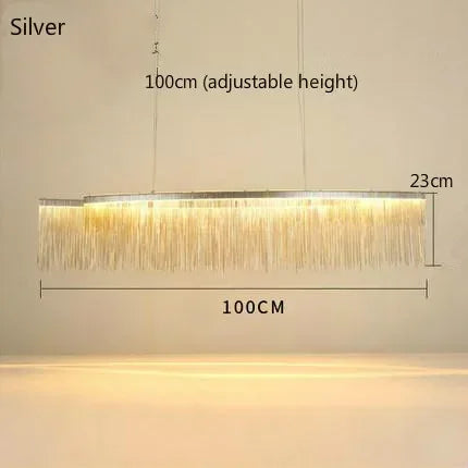 DecorBites™ LED Aluminum Tassel Chandelier: Modern Dimmable Light for Living Room, Hotel, Hall