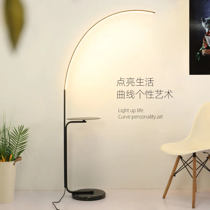 DecorBites™ LED Art Floor Lamp Modern Design Black White Gold Living Room Decoration