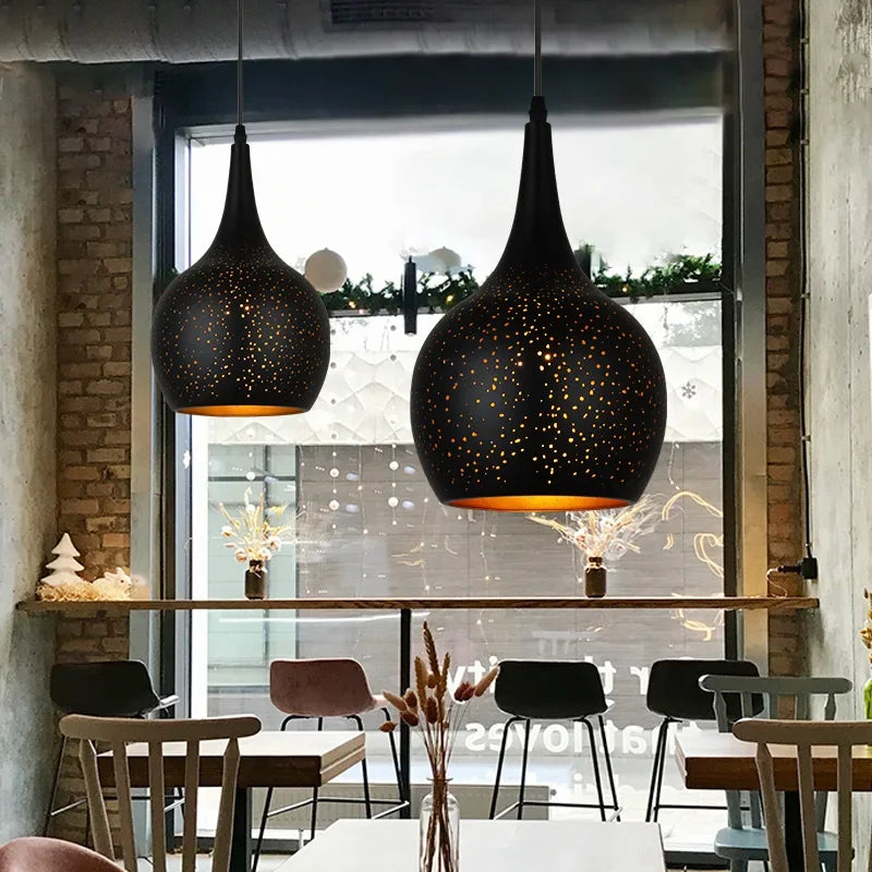 DecorBites™ Black Nordic Industrial Pendant Light Chandelier Retro Decor E27 Dining Kitchen Lamp