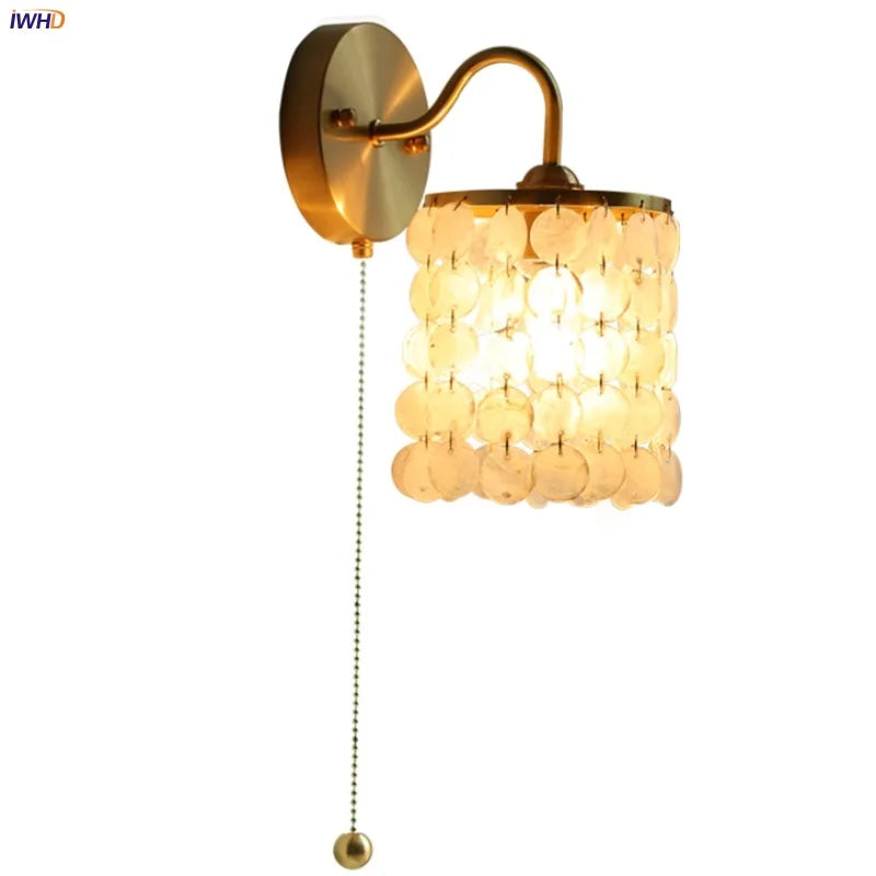 DecorBites™ Conch Copper LED Wall Light Fixture with Pull Chain Switch