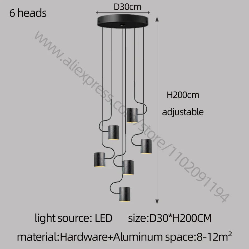 DecorBites™ LED Staircase Chandelier: Adjustable Modern Living Room Lighting for Villa Decoration