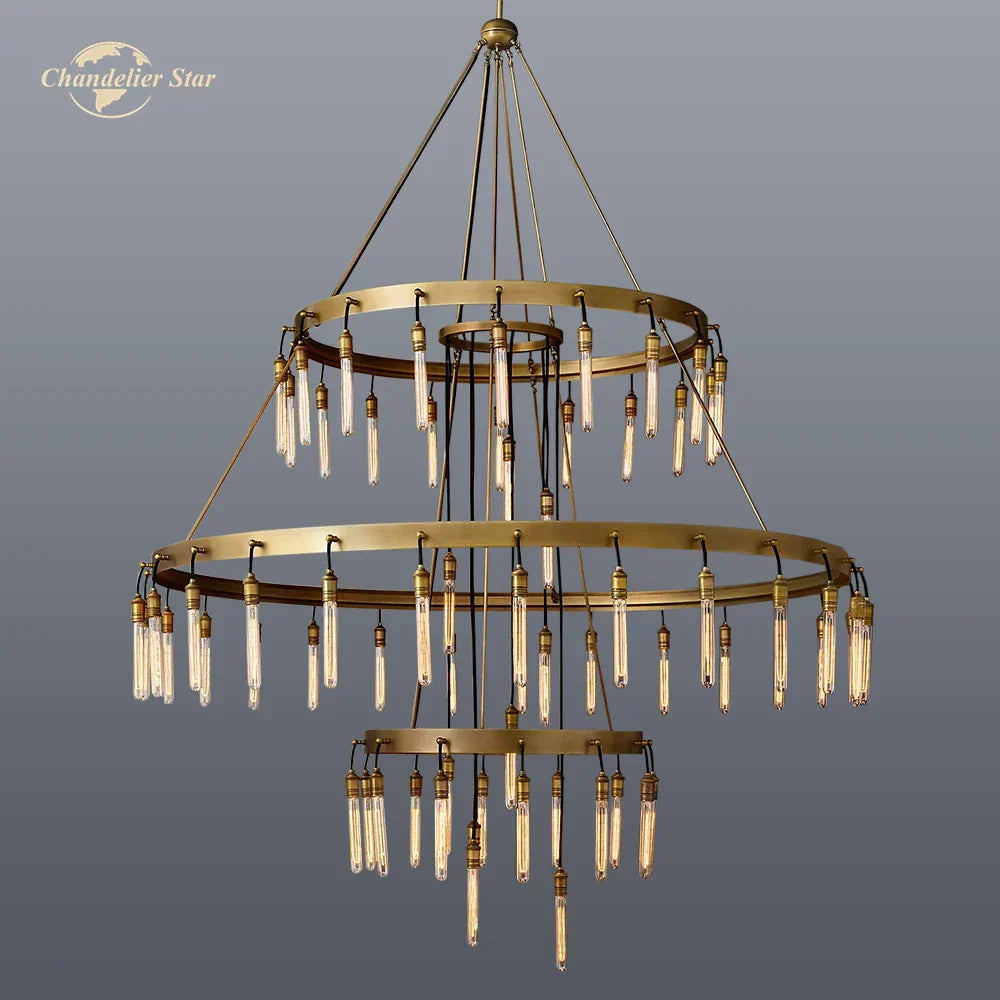 DecorBites™ Axis Black Brass LED Round Chandelier for Living & Dining Room
