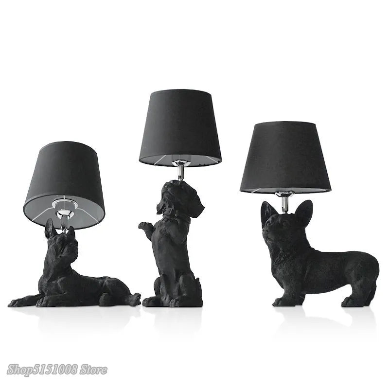 DecorBites™ Black/White Puppy Dogs Table Lamps for Home Decor Lighting