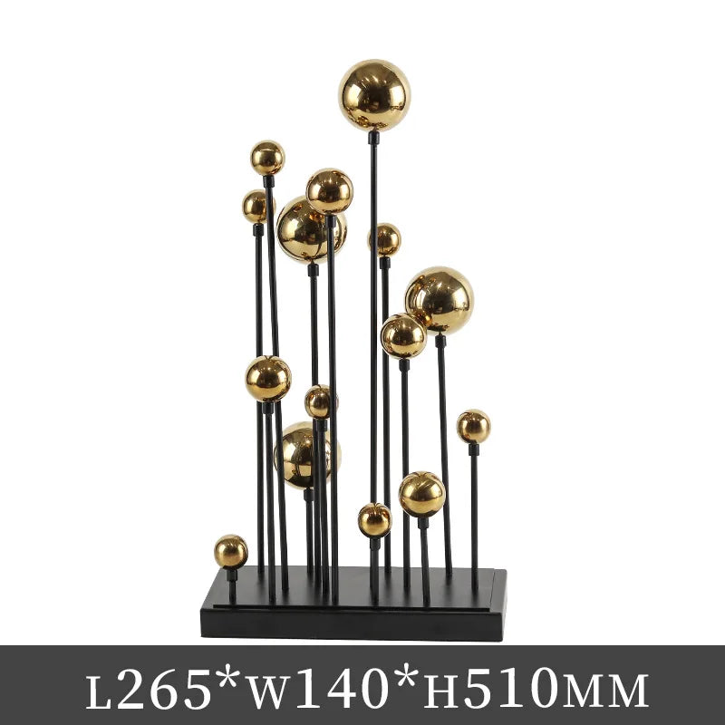 DecorBites™ Geometric Golden Ball Ornaments - Abstract Metal Decorations