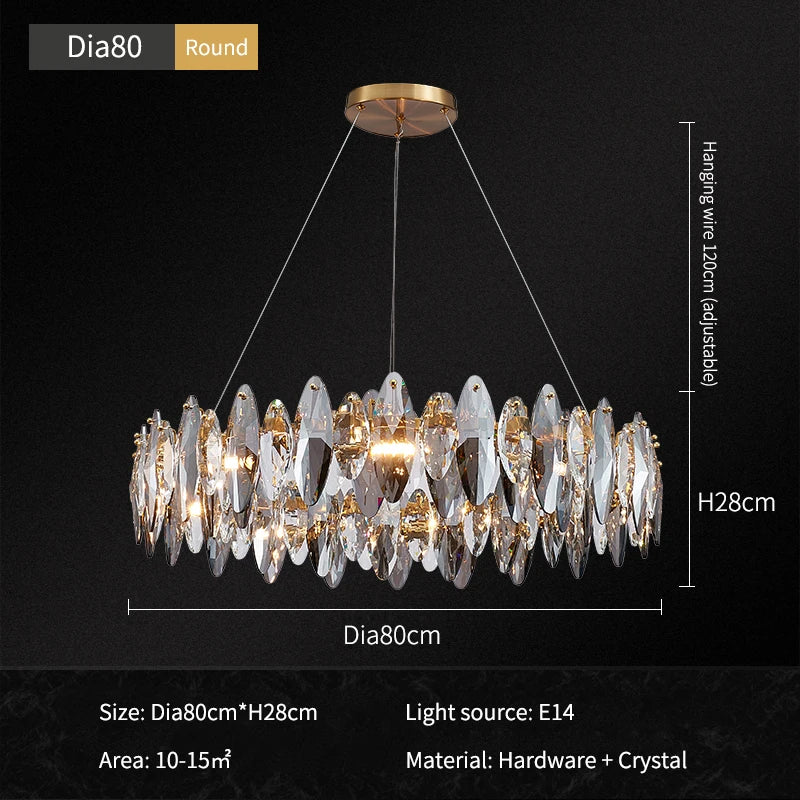 DecorBites™ Ash Crystal Ceiling Chandeliers: Modern Home Decor Hanging Lighting