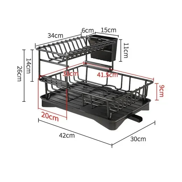 DecorBites™ Double-layer Dish Drying Rack Kitchen Sink Organizer Drainboard Storage