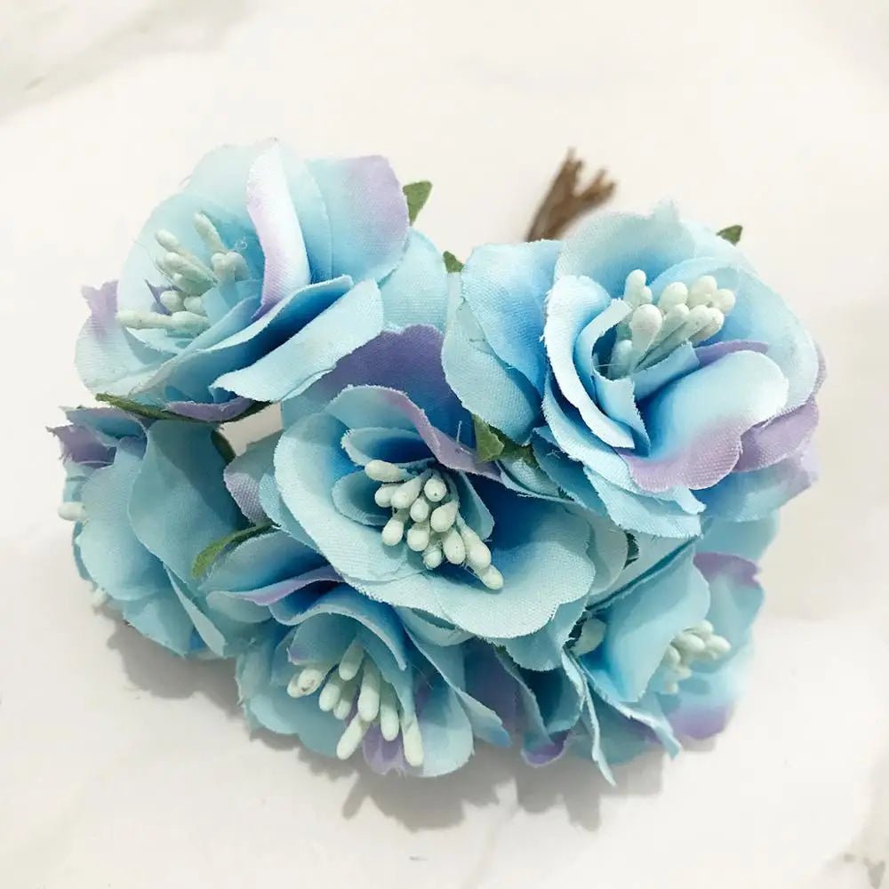DecorBites™ Blue Flower Cherry Stamen Berries Bundle for DIY Christmas Wedding Decor