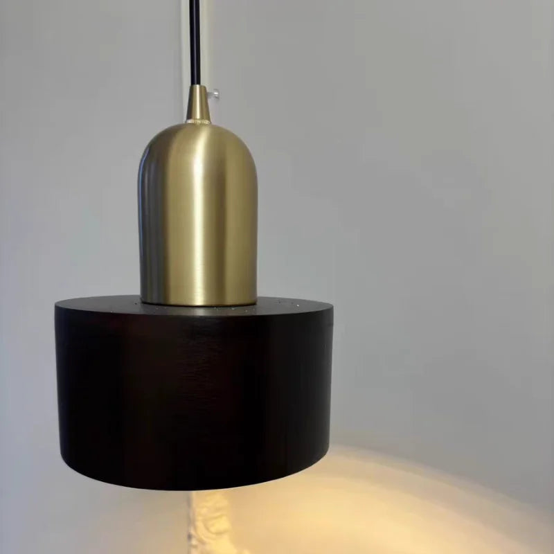 DecorBites™ LED Hanging Lamp Copper Walnut Wood Pendant Light
