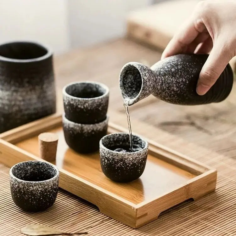 DecorBites™ Ceramic Wine Sake Set with Heater and Dispenser