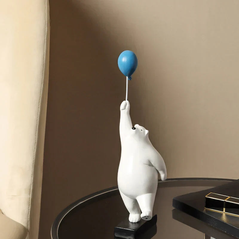 DecorBites™ Flying Bear Balloon Figurines: Modern Home Wall Decoration & Gift