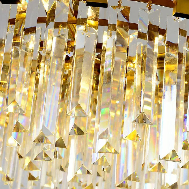 DecorBites™ Gold Black Crystal Chandeliers LED Ceiling Light for Luxe Living & Hospitality