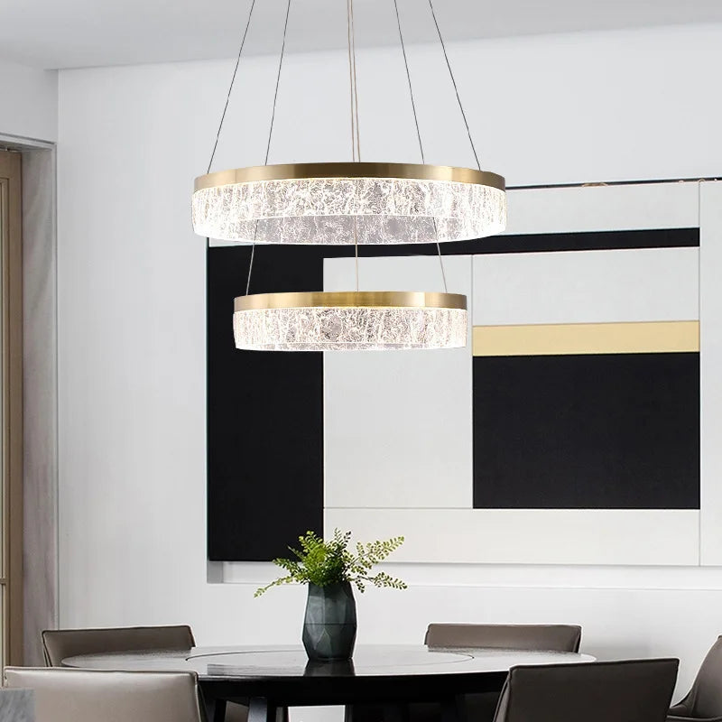 DecorBites™ Crystal Chandelier Circular Pendant Light for Modern French Style Dining-Table Decor
