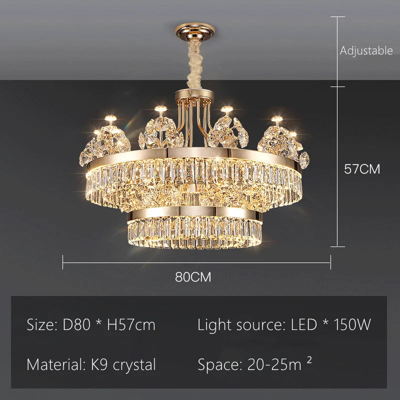 DecorBites™ Luxe Crystal Ceiling Chandelier - Elegant Home Decor Hanging Light for Living Room