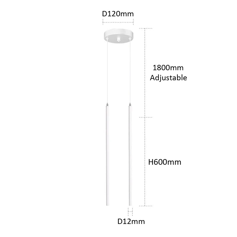 DecorBites™ Black Slim 50cm 60cm LED Pendant Lamp for Restaurant Bar, Nordic Minimalist Style
