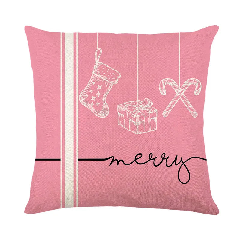 DecorBites™ Christmas Santa Claus Linen Pillowcase - Sofa Cushion Cover, Decorative Living Room Pillow Cover