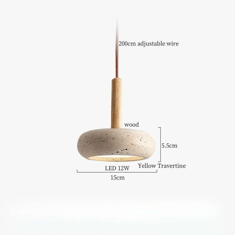 DecorBites™ LED Pendant Lamp Yellow Travertine Wood Nordic Minimalism Hanging Light