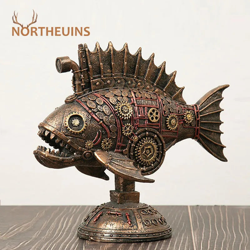 DecorBites™ Blackfish Resin Steampunk Whale Figurine Classic Home Office Decor