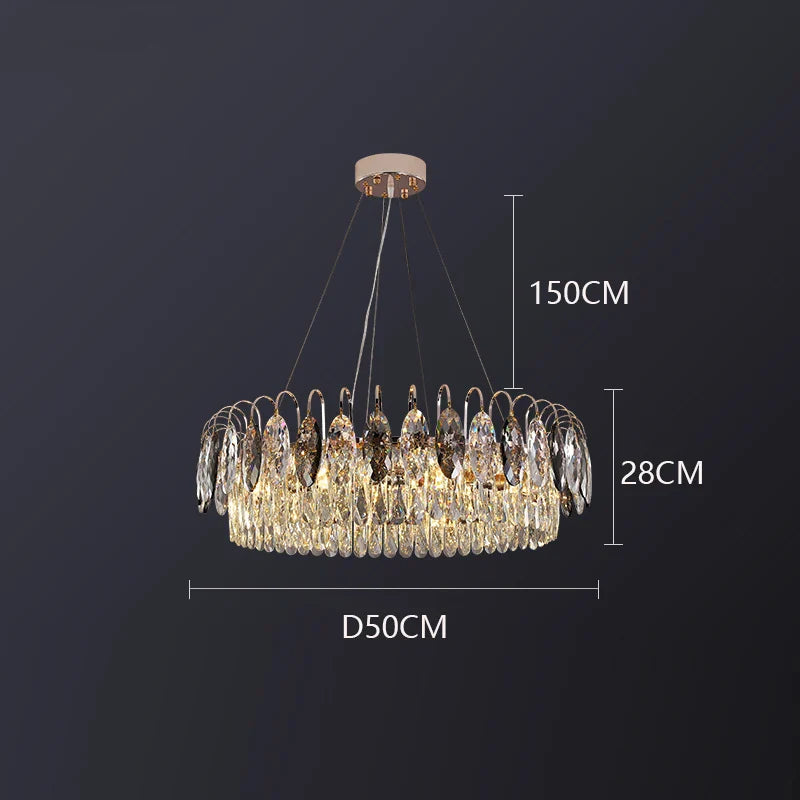DecorBites™ Crystal Chandelier Pendant Light for Living Room Bedroom Ceiling - Indoor Luxury Lighting