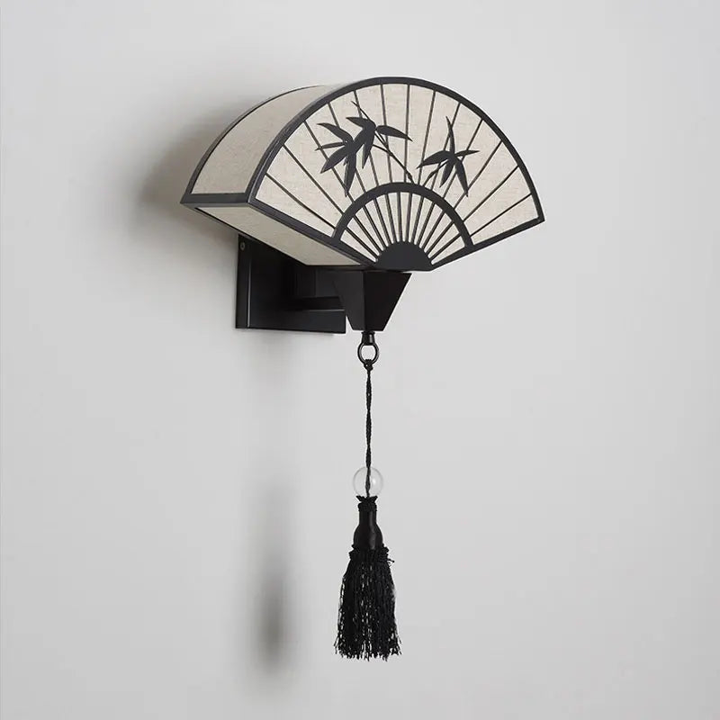 DecorBites™ Chinese Style Iron Art Wall Lamp for Living Room, Bedroom, Hallway - E27 Fabric Sconce