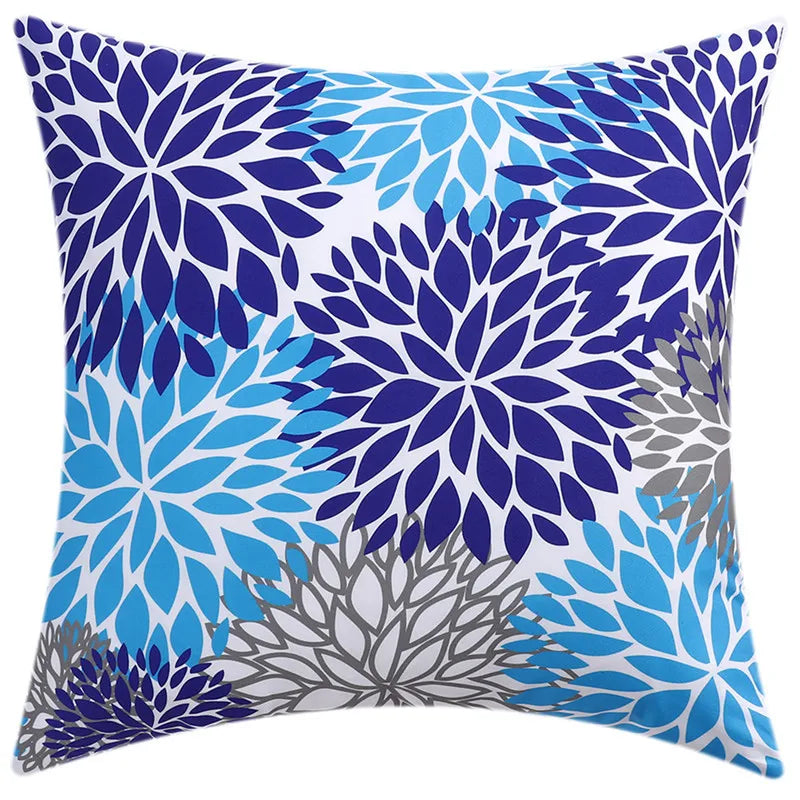 DecorBites™ Blue Floral Cushion Cover 45x45cm for Modern Home Decor & Office Sofa