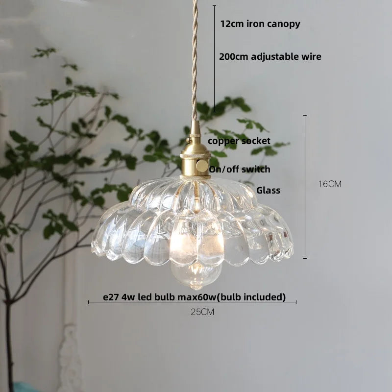 DecorBites™ Amber Flower Glass Pendant Light LED Kitchen Decor Home Reading Room
