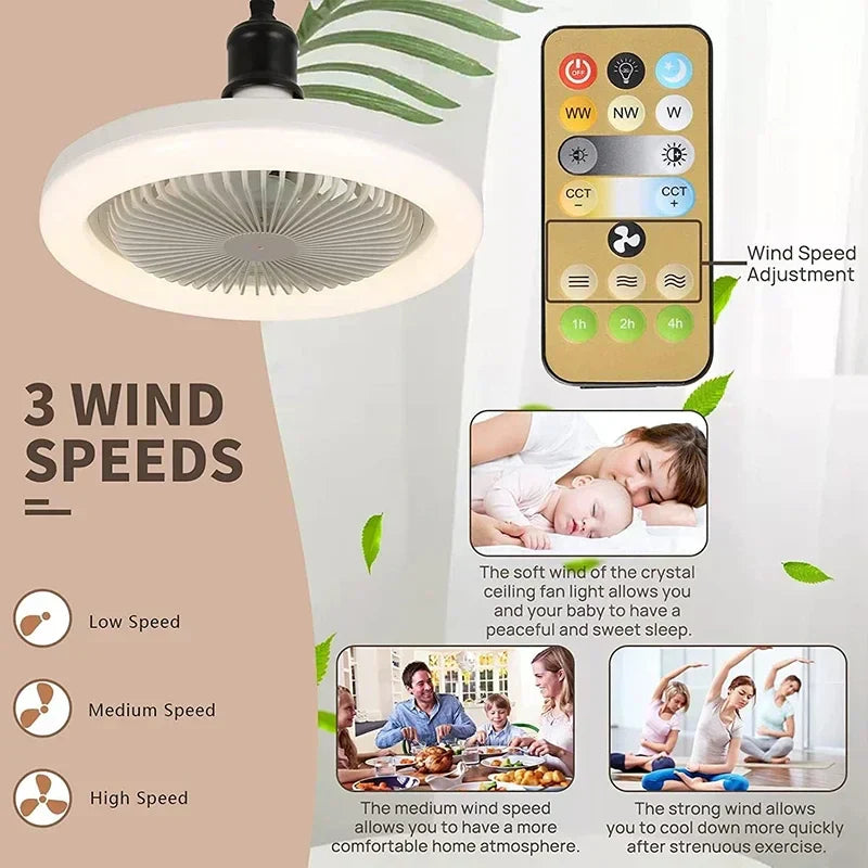 DecorBites™ Ceiling Fan + Lighting with Remote Control for Bedroom Home, Silent Operation