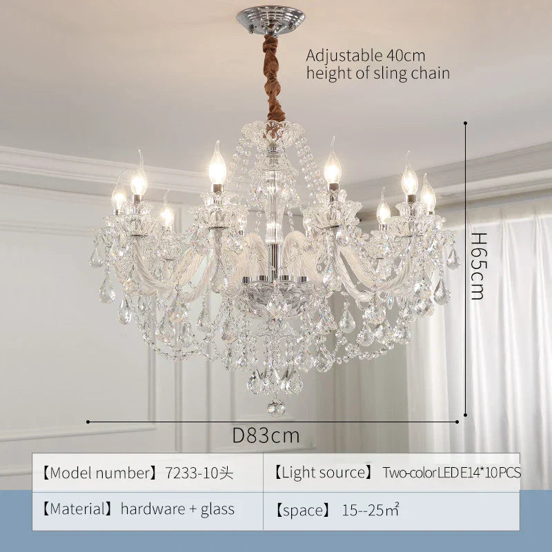 DecorBites™ Crystal Chandelier LED Candle K9 Crystal Lamp for Living Dining Bedroom Shop