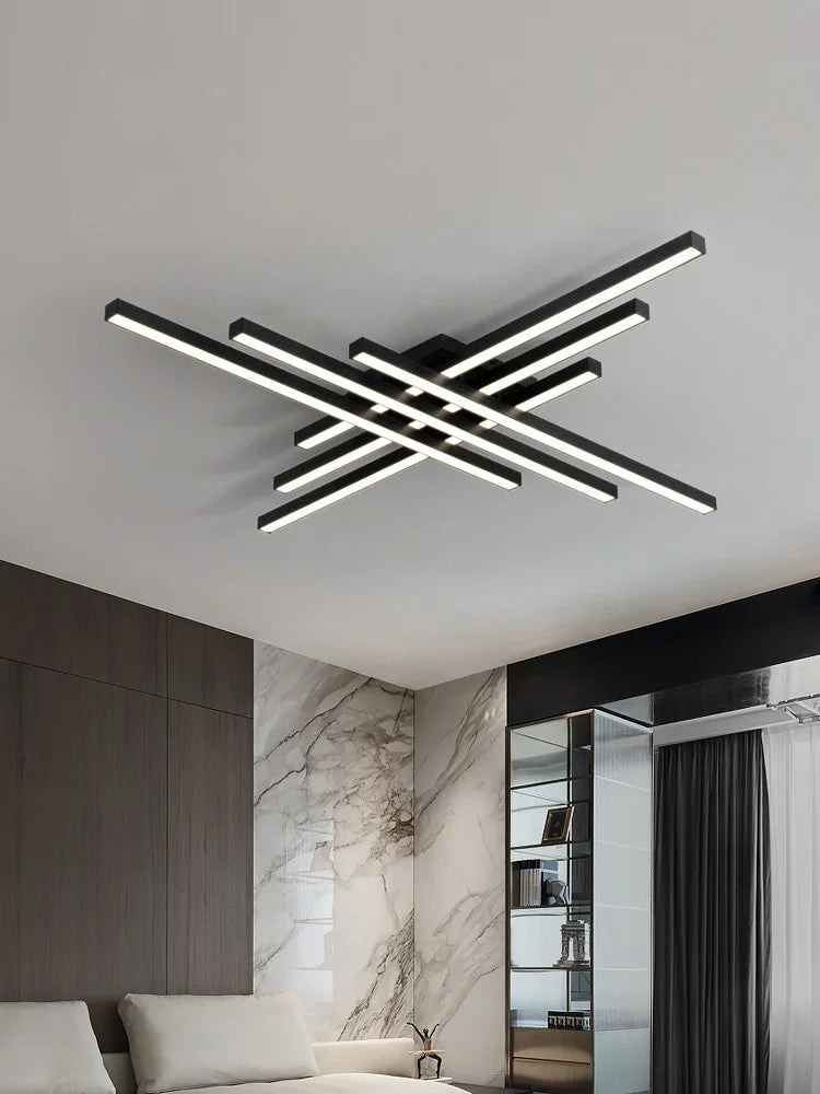 DecorBites™ Black Chandelier LED Ceiling Lamp: Nordic Minimalist Square Bedroom Living Room Lighting