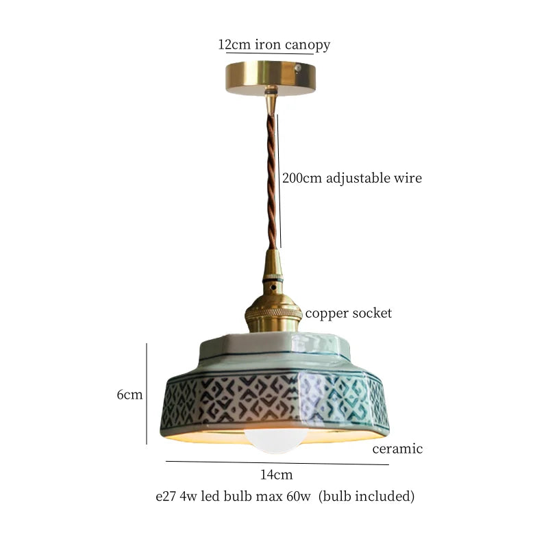 DecorBites™ Beige Ceramic LED Pendant Lamp for Home and Commercial Spaces
