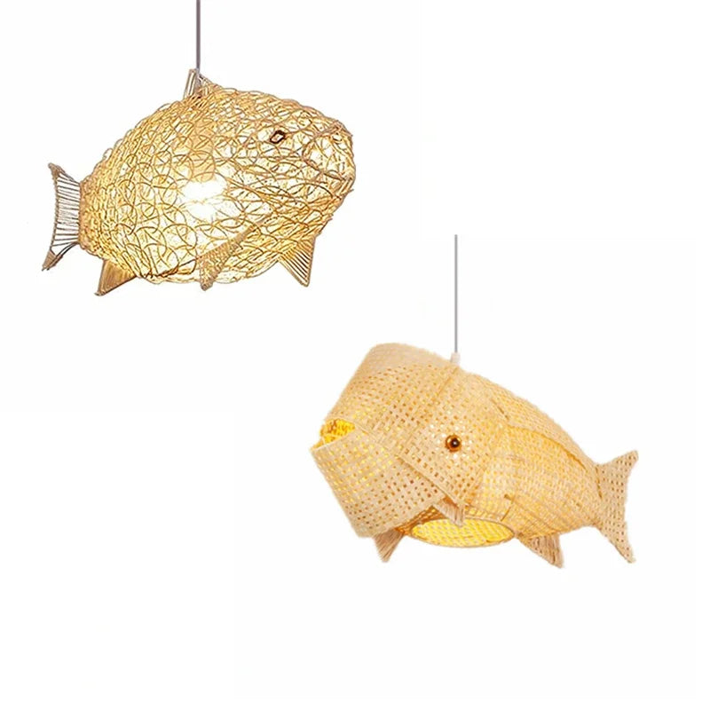 DecorBites™ Bamboo Fish Art Pendant Lights - Nordic LED Fixture for Kitchen & Living Room
