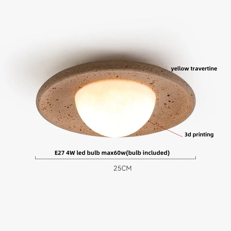 DecorBites™ Glass Ball LED Ceiling Light, Japan Style, Yellow Travertine, Restaurant Reading Décor