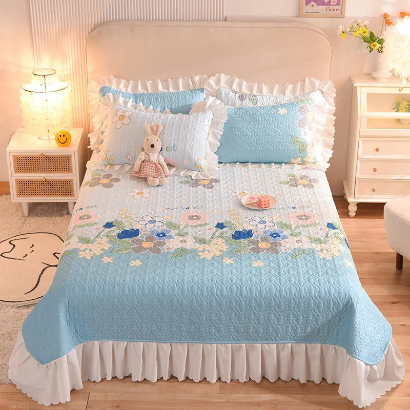 DecorBites™ Chiffon Quilted Bed Spread Set - Queen Size Cotton Bedspread Cover