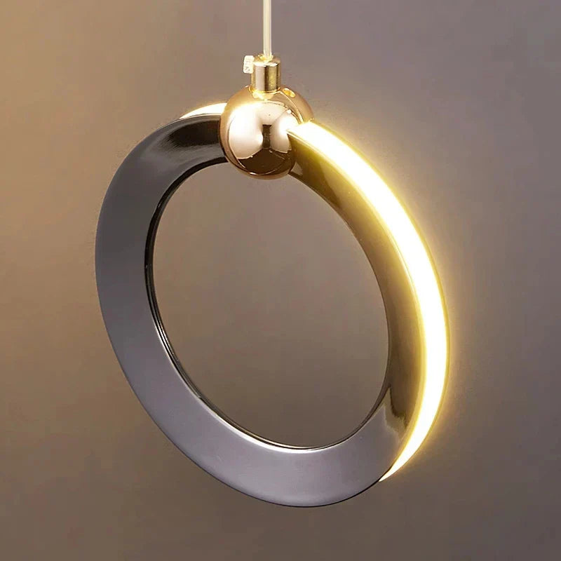 DecorBites™ Aluminum LED Chandelier: Luxury Crystal Round Hanging Lamps for Staircase and Attic