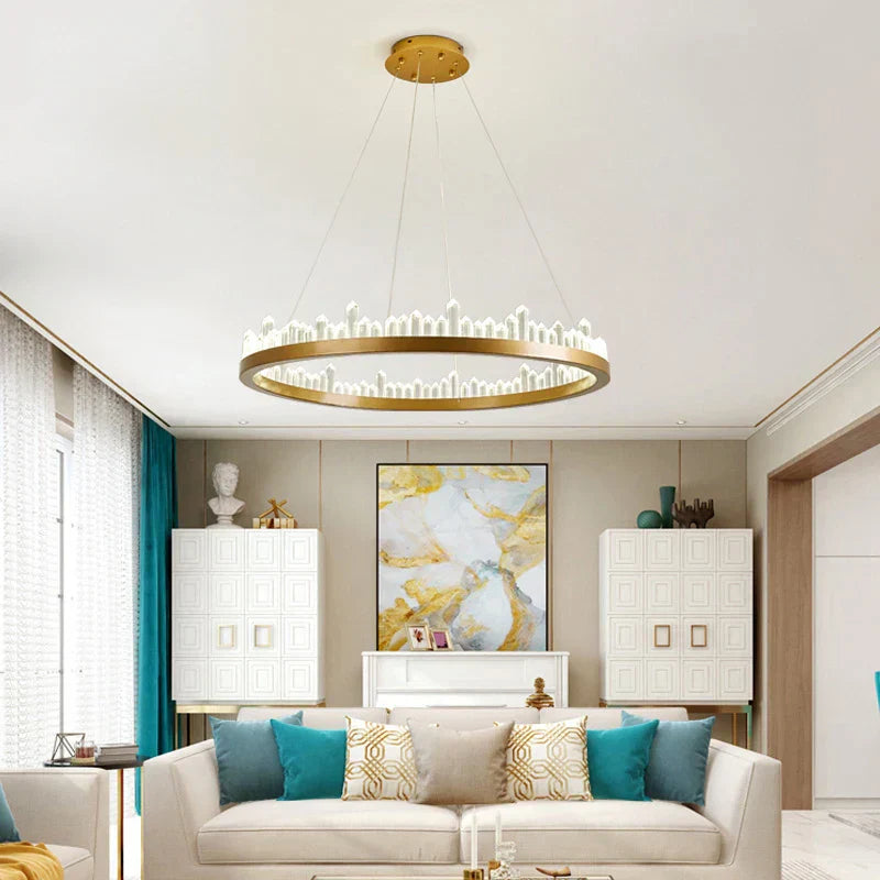 DecorBites™ Crystal LED Pendant Lights: Modern Gold Black Industrial Lamp